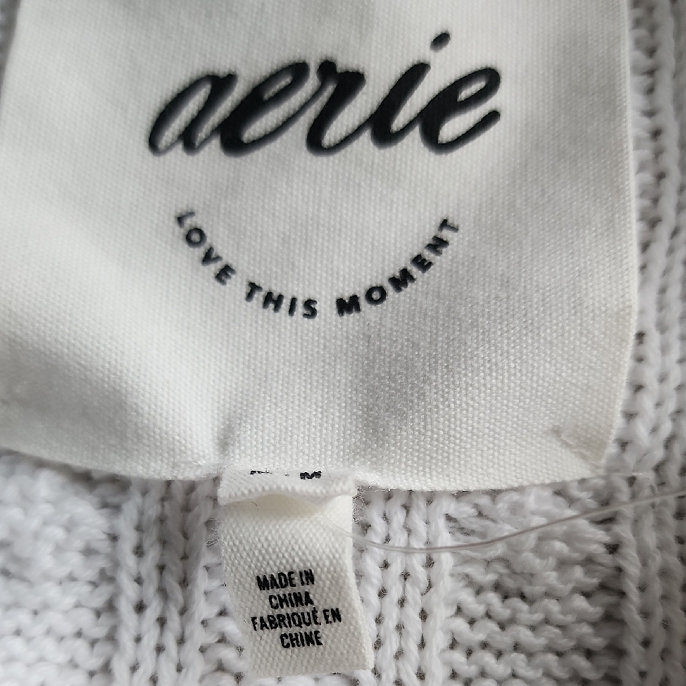 Aerie White Cable Knit Women's Sweater - Picture 2 of 5